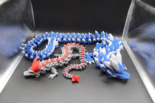 3D Printed Articulating Crystal Dragon TWO-Color