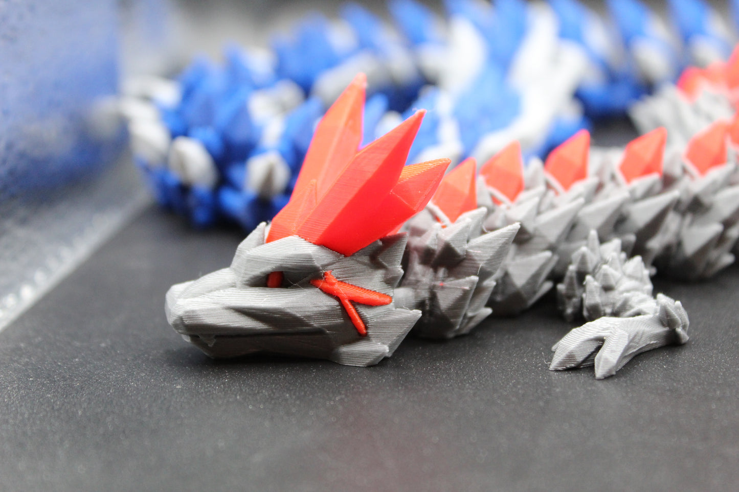 3D Printed Articulating Crystal Dragon TWO-Color